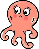 Pink octopus, illustration, vector on a white background.