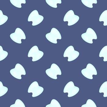 White little tooth , seamless pattern on a blue background. vector
