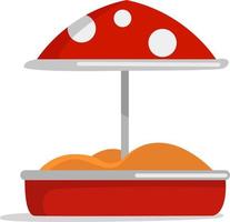 Sandbox with umbrella, illustration, vector on white background.