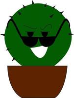 Cactus with glasses, illustration, vector on white background.