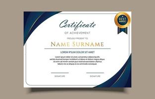 Professional Certificate Of Achievement with Blue and Gold Design vector