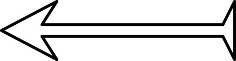 Small simple white arrow with a tail and black outline pointing to the left, illustration, vector on white background.
