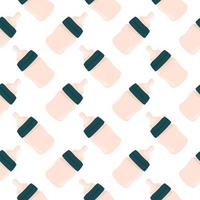 Pink baby bottle ,seamless pattern on white background. vector