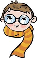 Boy with glasses, illustration, vector on white background