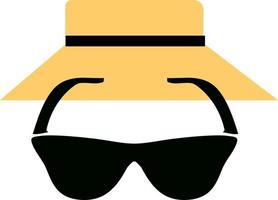 Beach hat and glasses, illustration, vector, on a white background. vector