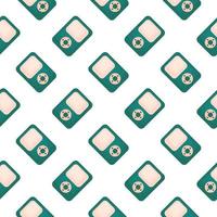 Green music player ,seamless pattern on white background. vector