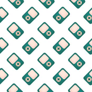 Green music player ,seamless pattern on white background. vector