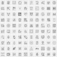 paquete de 100 iconos de líneas universales para móviles y web vector