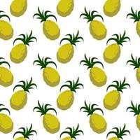 Yellow pineapple ,seamless pattern on white background. vector