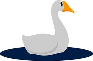 Goose in water, illustration, vector on white background.