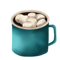 chocolate quente com marshmallow. ilustração de bebidas. elemento de natal. png