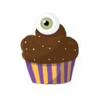 halloween muffin med öga boll gelé och choklad grädde. png