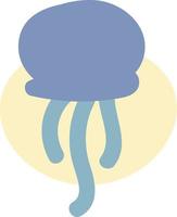 Purple jellyfish with blue tentacles, illustration, on a white background. vector