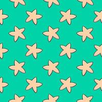 White little stars, seamless pattern on green  background. vector