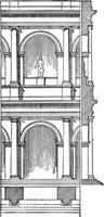 Roman Arcade with Engaged Columns,  arcade is a passage or walkway, vintage engraving. vector