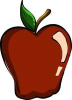 Shiny red apple , illustration, vector on white background