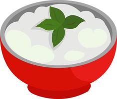 Raita in a bowl, illustration, vector on white background.