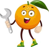 Orange with wrench, illustration, vector on white background.