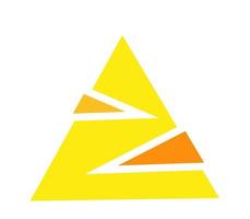 Yellow triangle logo, illustration, vector on a white background.