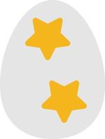 White egg with golden stars, illustration, vector on a white background.