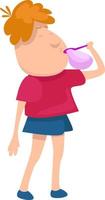 Boy making bubble of soap, illustration, vector on white background