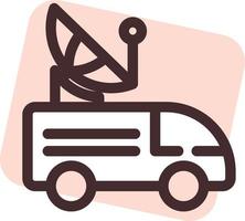 Broadcast van, illustration, vector on a white background.