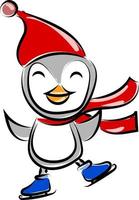 Penguin with hat, illustration, vector on white background.