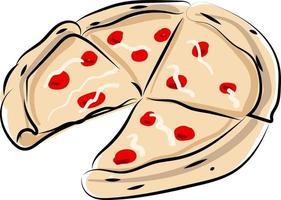 Pizza, illustration, vector on white background.