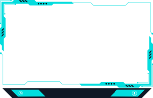 Online gaming overlay and screen interface decoration. Live broadcasting screen panel PNG design with abstract shapes. Online streaming overlay image for gamers with shiny blue color.