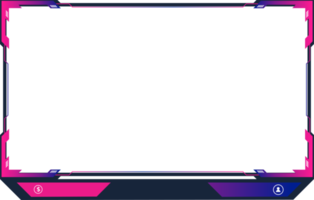 Live streaming overlay design with offline screen panels. Streaming overlay PNG with pink and purple colors. Online gaming panel and broadcast border design. Live gaming screen overlay image.