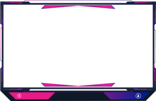 Online gaming screen panel and border PNG for gamers with colorful buttons. Live streaming overlay decoration with girly pink and blue color shades. Live broadcast elements PNG image.