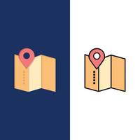 Location Map Service Pin  Icons Flat and Line Filled Icon Set Vector Blue Background