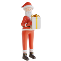 3d illustration Santa Clause and gift box png