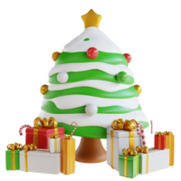 3d illustration gift box and tree png