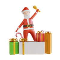 3D-Darstellung Santa nimmt und Geschenkbox png