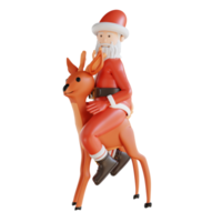 3d illustration Santa riding a deer png