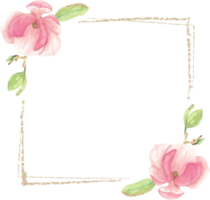 Aquarell rosa Magnolie minimaler quadratischer Rahmen für Banner oder Logo png