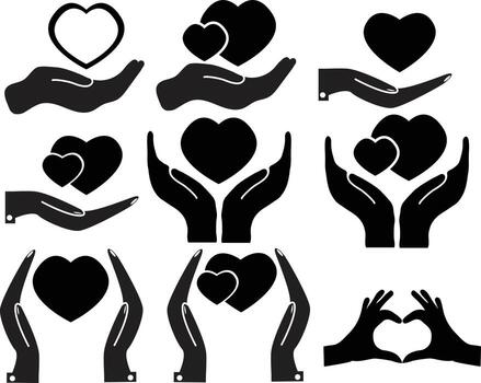 Hand hold a heart icon on white background. heart and hand icon care save symbol. Hands making or formatting a heart sign. flat style. vector