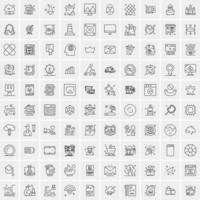 paquete de 100 iconos de líneas universales para móviles y web vector