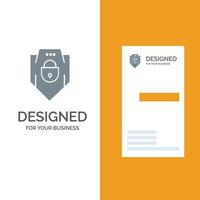 Internet Password Shield Web Security Grey Logo Design and Business Card Template vector