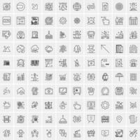 paquete de 100 iconos de líneas universales para móviles y web vector