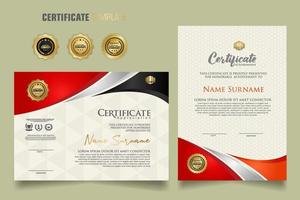 Modern certificate template with beautiful combination color on waving shape background vector