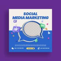 Digital marketing live webinar and corporate social media post or banner template with modern live streaming 3d style square flyer or poster design vector