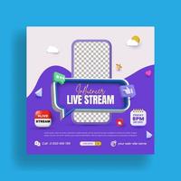 Modern 3d social media post design for webinar live stream banner and digital marketing business post banner template design vector