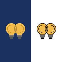 Idea Innovation Mechanic Thinking  Icons Flat and Line Filled Icon Set Vector Blue Background