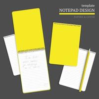 Template of notebook cover and papers. vector