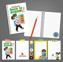 Back to school printable set with pupils. vector