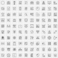 paquete de 100 iconos de líneas universales para móviles y web vector