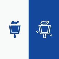 Broom Dustpan Sweep Line and Glyph Solid icon Blue banner Line and Glyph Solid icon Blue banner vector