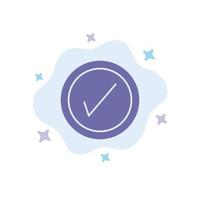 Tick Interface User Blue Icon on Abstract Cloud Background vector